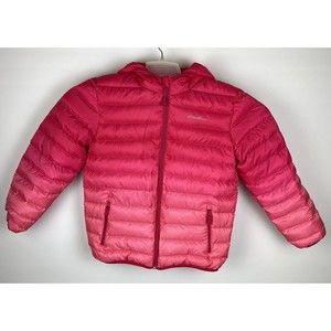 Eddie Bauer Girls PINK Reversible Down Hooded Puffer Jacket Size L 14-16